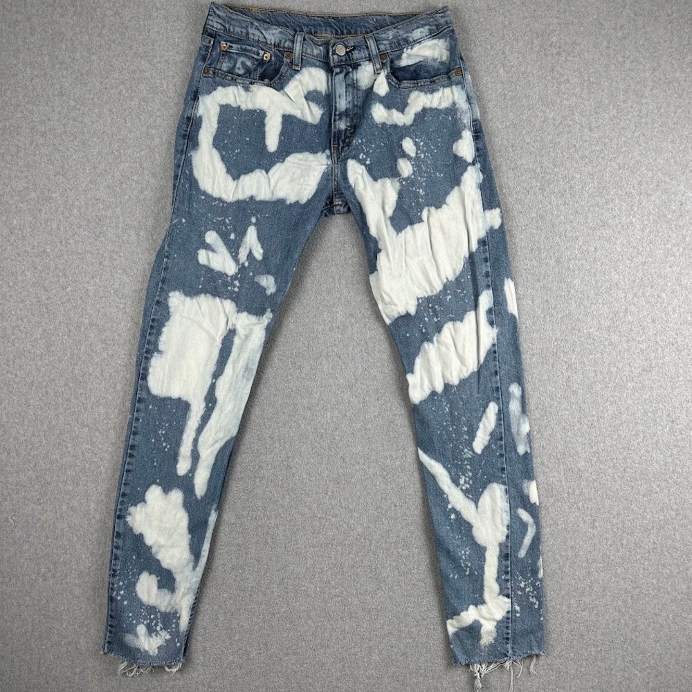 Levi 512 Bleached Acid Wash Slim Taper Jeans 32x34 Blue Denim Distressed‎ Grunge